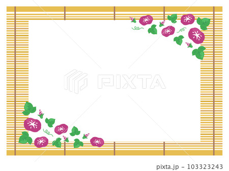 Bamboo blinds and morning glory, background... - Stock ...