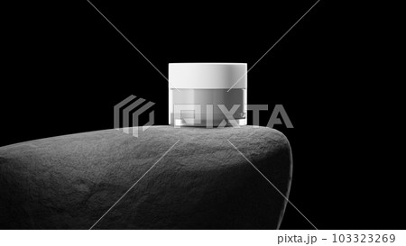 Jar with cream on big grey stone. 103323269
