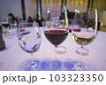 結婚式やパーティのテーブルの上のワイン・シャンパン 103323350