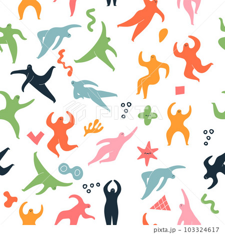 Abstract people pattern. various stylized forms different shapes. vector seamless background Abstract people pattern. various stylized forms different shapes. vector seamless background 103324617