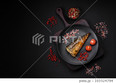Delicious grilled ocean mackerel with salt, spices and herbs Delicious grilled ocean mackerel with salt, spices and herbs 103324794