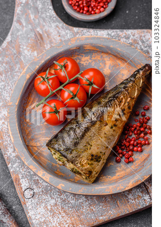 Delicious grilled ocean mackerel with salt, spices and herbs 103324846