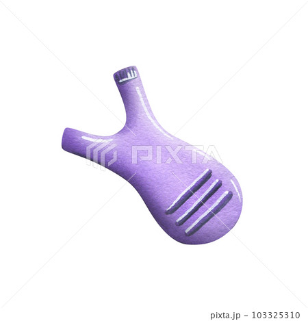 Applicator for lamination and biowave eyelashes, lilac, Hand-drawn watercolor illustration. Isolated object on a white background. Equipment for the master of lamination and eyelash extension. 103325310