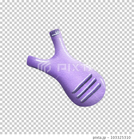 Applicator for lamination and biowave eyelashes, lilac, Hand-drawn watercolor illustration. Isolated object on a white background. Equipment for the master of lamination and eyelash extension. 103325310