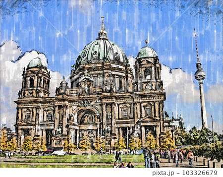 Berliner dom drawing marker from foto 103326679
