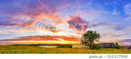 Colorful sunset in a countryside Colorful sunset in a countryside 103327000