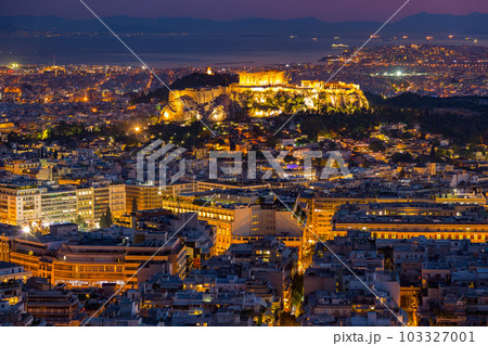 Aerial view on Athens, Greece at sunset Aerial view on Athens, Greece at sunset 103327001