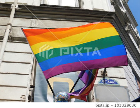 The rainbow flag, gay pride or LGBTQ symbol isolated on white background 103329030