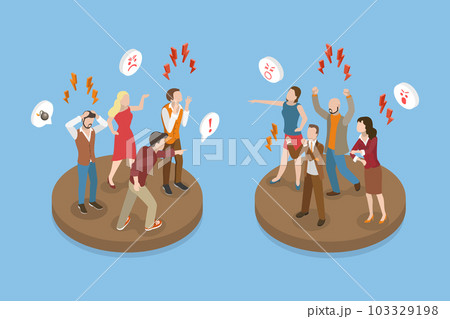 3D Isometric Flat Vector Conceptual Illustration of Angry Characters 103329198