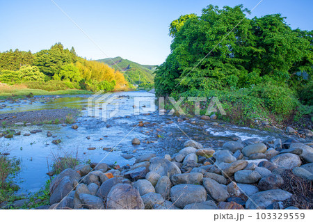 大芦川　芦の郷公園付近からの眺め　新緑の風景　鹿沼市　 103329559