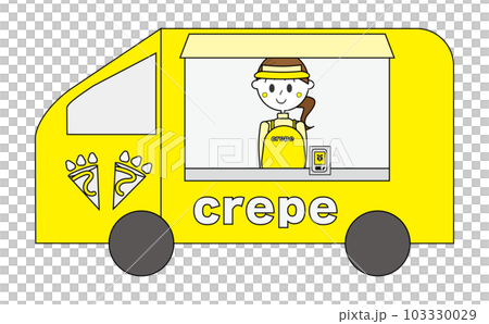 An illustration of a woman who independently opened a mobile sales crepe shop and became the owner. Kitchen car management An illustration of a woman who independently opened a mobile sales crepe shop and became the owner. Kitchen car management 103330029