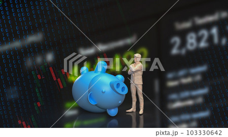 The piggy bank and Business man for saving or earning concept 3d rendering 103330642