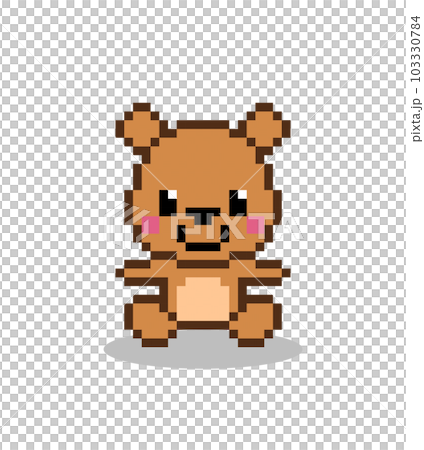 Pixel 8 bit brown bear sitting. Animal game assets in vector illustration. Pixel 8 bit brown bear sitting. Animal game assets in vector illustration. 103330784