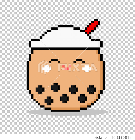 8 bit pixel boba drink in vector illustration 103330816