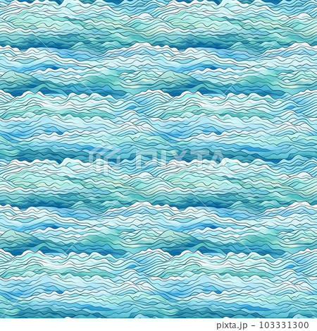 水彩の波　シームレス背景イラスト　AI画像 103331300