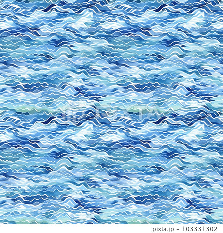 水彩の波　シームレス背景イラスト　AI画像 103331302