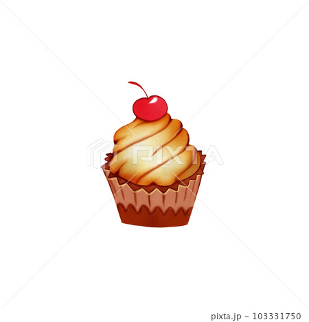 Cupcake With strawberry topping, element , minimal, cake, hand draw, 103331750