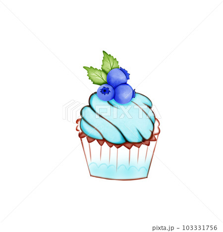 Cupcake With strawberry topping, element , minimal, cake, hand draw, Cupcake With strawberry topping, element , minimal, cake, hand draw, 103331756