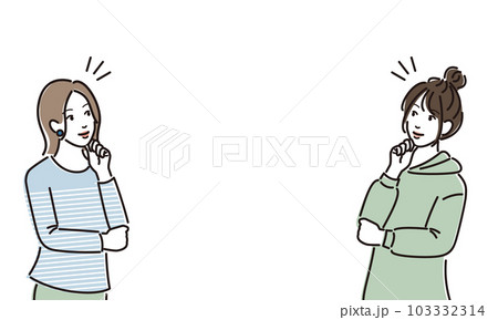 向き合って考える二人の女性 103332314