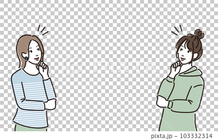 向き合って考える二人の女性 103332314
