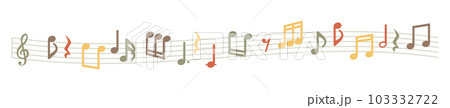 揺れる五線譜と音符_アースカラー 103332722