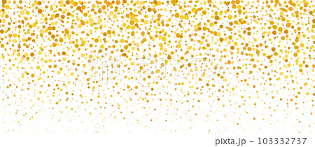 Golden falling confetti background. Repeating gold glitter pattern. Yellow, orange and golden dots wallpaper. Celebration party decoration. Vector backdrop  103332737