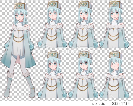ファンタジーゲームに出てきそうなヒーラーの女の子表情セット 103334739
