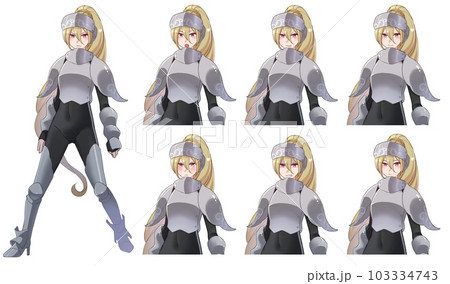 ファンタジーゲームに出てきそうな鎧を着た女の子表情セット 103334743