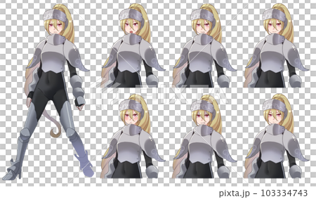 ファンタジーゲームに出てきそうな鎧を着た女の子表情セット 103334743