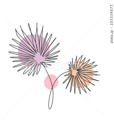 One single line drawing palm livistona rotundifolia leaf vector illustration. Tropical leaves style, abstract floral concept for poster, wall decor print. Modern continuous line graphic draw design 103334873