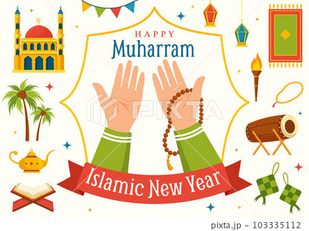 Happy Muharram Vector Illustration with Celebrating Islamic New Year in Flat Cartoon Hand Drawn Landing Page Background Templates Happy Muharram Vector Illustration with Celebrating Islamic New Year in Flat Cartoon Hand Drawn Landing Page Background Templates 103335112