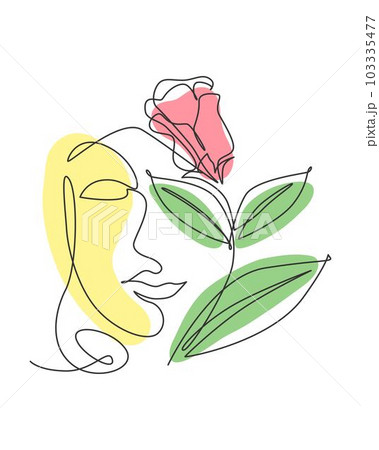 Single continuous line drawing pretty woman - Stock Illustration  [103335477] - PIXTA