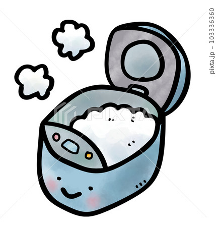 かわいい炊きたてご飯の顔あり炊飯器イラスト 103336360
