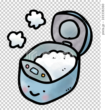 帶有可愛的剛煮好的米飯臉的電飯煲插圖 帶有可愛的剛煮好的米飯臉的電飯煲插圖 103336360