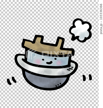 Cute freshly cooked oven rice illustration with face Cute freshly cooked oven rice illustration with face 103336366