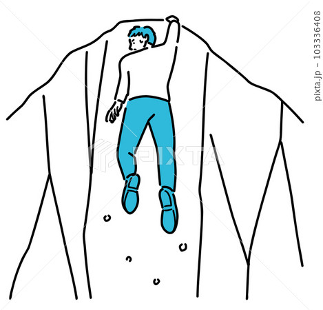 全身　崖から落ちそうな若い男性 103336408