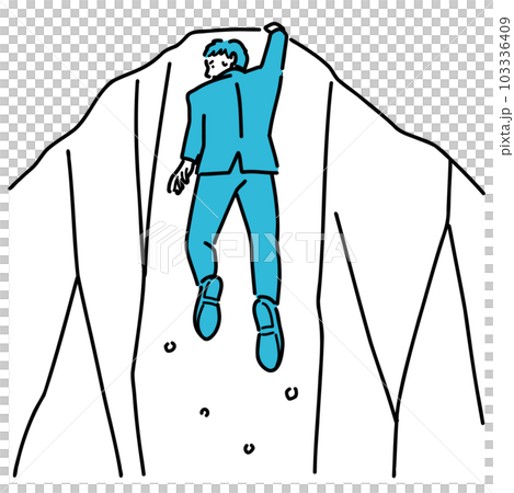 全身 崖から落ちそうなスーツを着た若い男性 全身 崖から落ちそうなスーツを着た若い男性 103336409