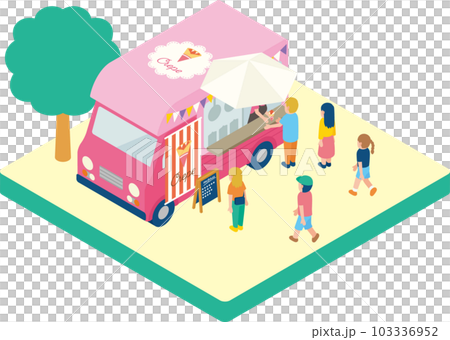 アイソメトリック　キッチンカー　クレープ 103336952