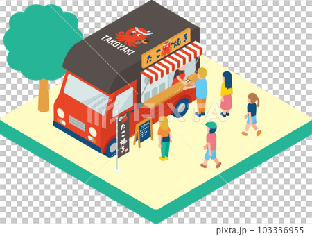 Isometric Kitchen Car Takoyaki 103336955