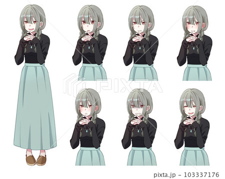 陰キャオタクな三つ編み女子高校生表情セット 陰キャオタクな三つ編み女子高校生表情セット 103337176