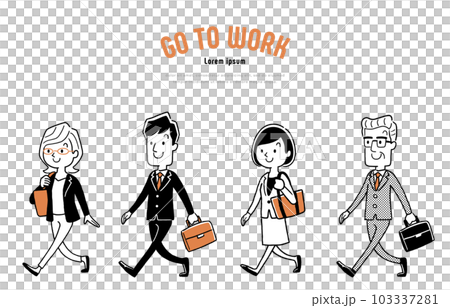 ベクターイラスト素材：通勤する人々、歩くビジネスマン 103337281