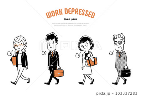 ベクターイラスト素材：落ち込んで歩くビジネスパーソン 103337283