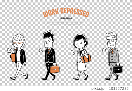 Vector illustration material: Business person walking depressed Vector illustration material: Business person walking depressed 103337283