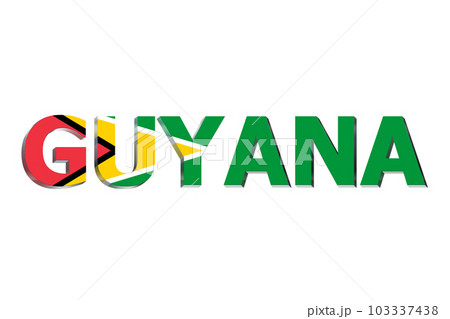 3D Flag of Guyana on a text background. 103337438
