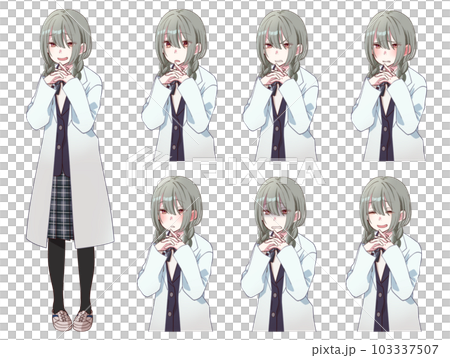 陰キャオタクな三つ編み女子高校生表情セット 103337507