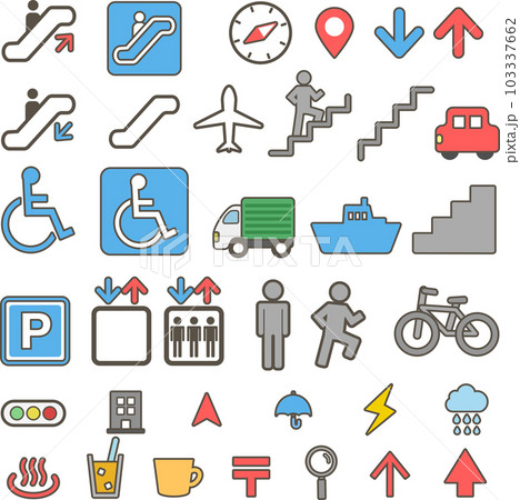 交通機関・施設・移動手段のシンプルなイラストアイコンセット 103337662