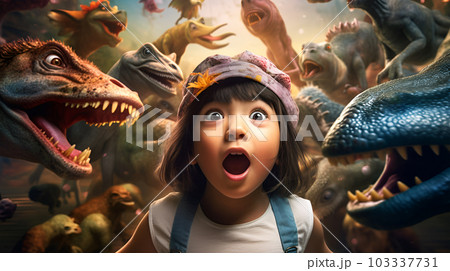 恐竜の世界に没頭するこども【AI生成画像】 恐竜の世界に没頭するこども【AI生成画像】 103337731
