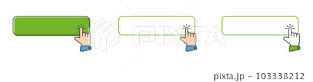 Click cursor icon with click here button vector set. Action button with mouse click Click cursor icon with click here button vector set. Action button with mouse click 103338212