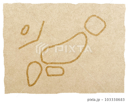 ゆるい手描きの日本地図_破れたクラフト紙背景 ゆるい手描きの日本地図_破れたクラフト紙背景 103338683