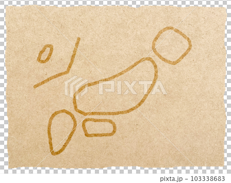 ゆるい手描きの日本地図_破れたクラフト紙背景 ゆるい手描きの日本地図_破れたクラフト紙背景 103338683